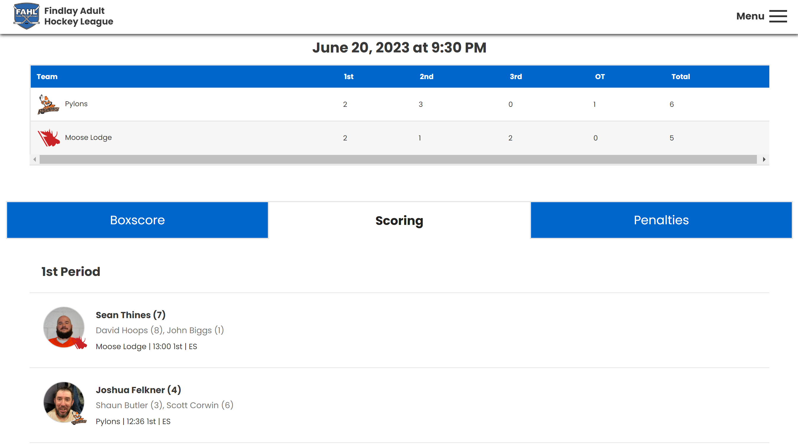 game stats screenshot