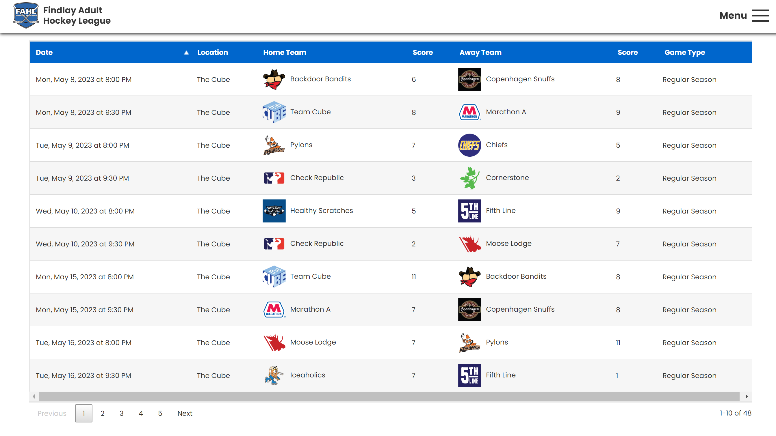 schedule screenshot